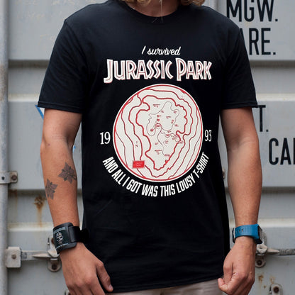 Jurassic Park I Survived Men's Black T-Shirt
