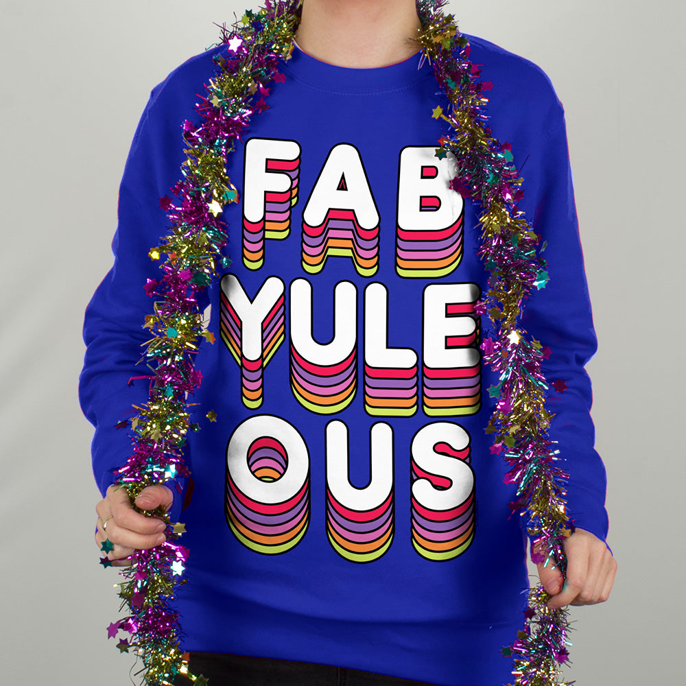 Fab Yule Ous Ladies Royal Blue Christmas Jumper