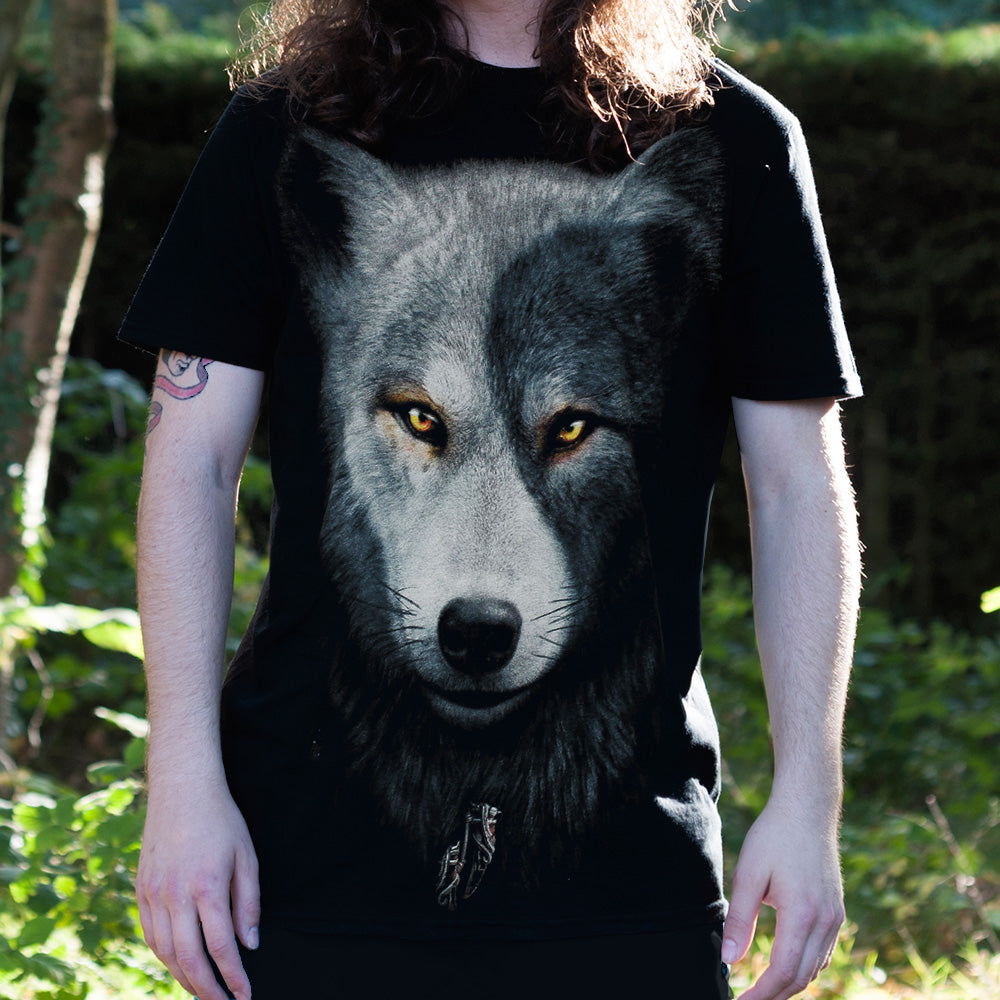 Spiral Wolf Chi Men's Black T-Shirt