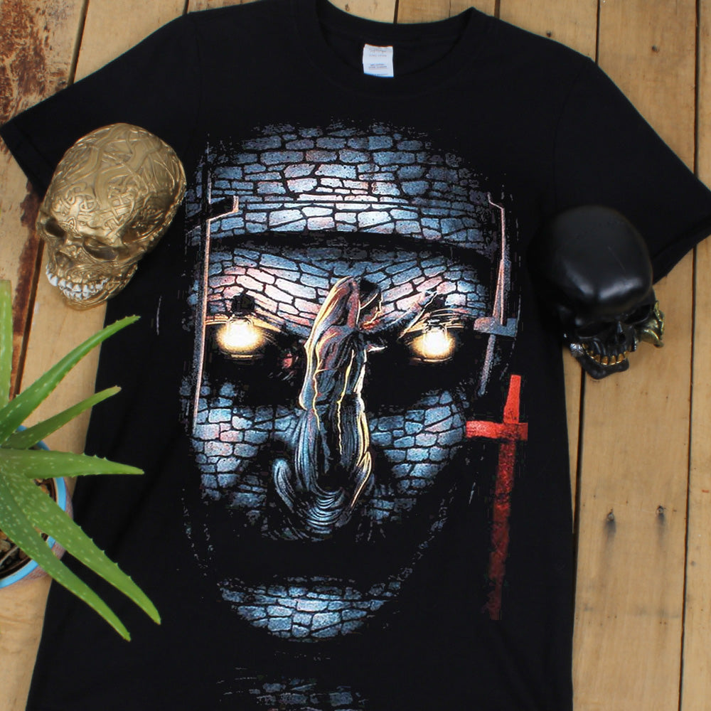 Spiral The Nun Skull Illusion Men's Black T-Shirt