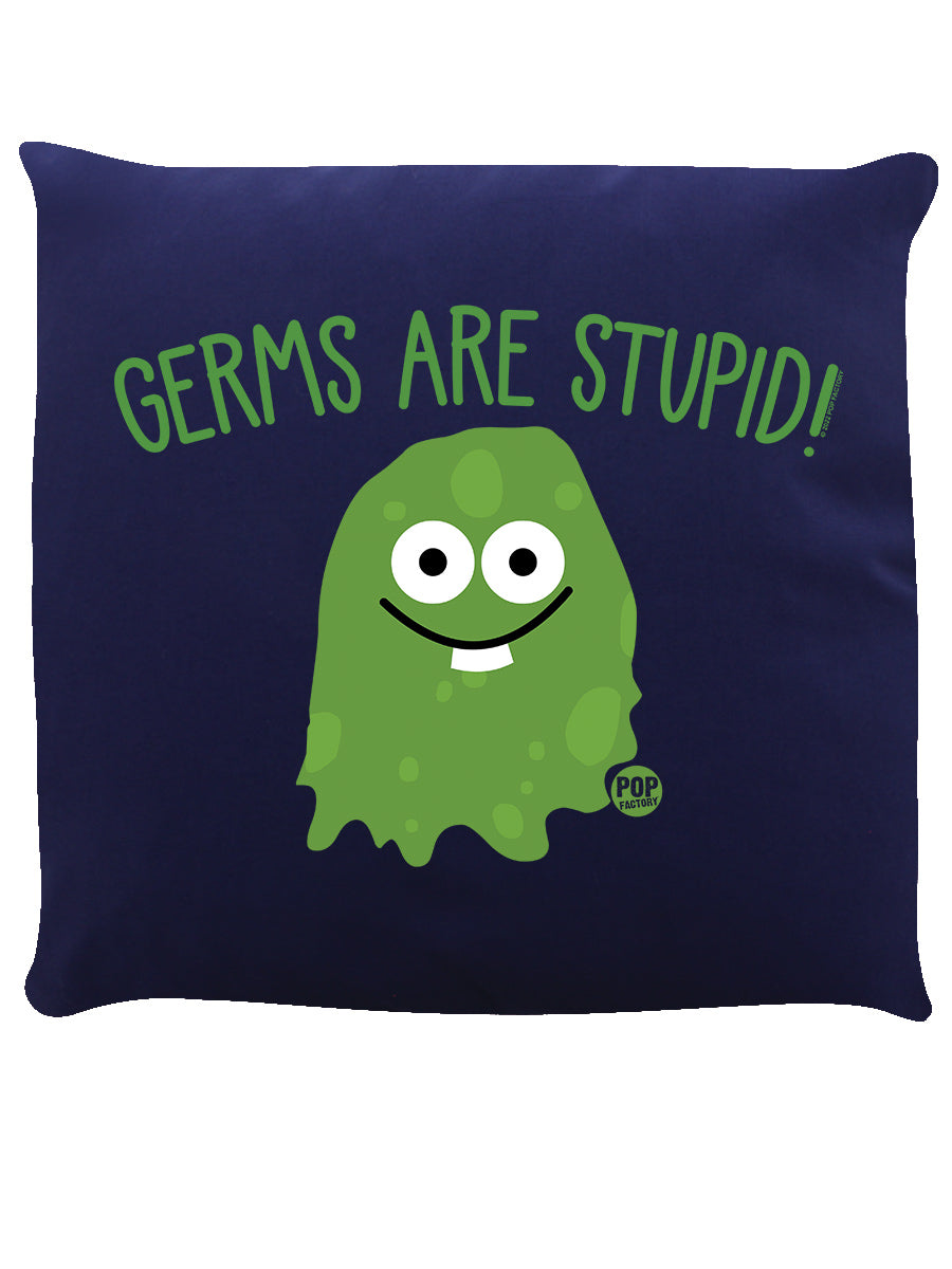 Pop Factory Germs Are Stupid Navy Blue Cushion