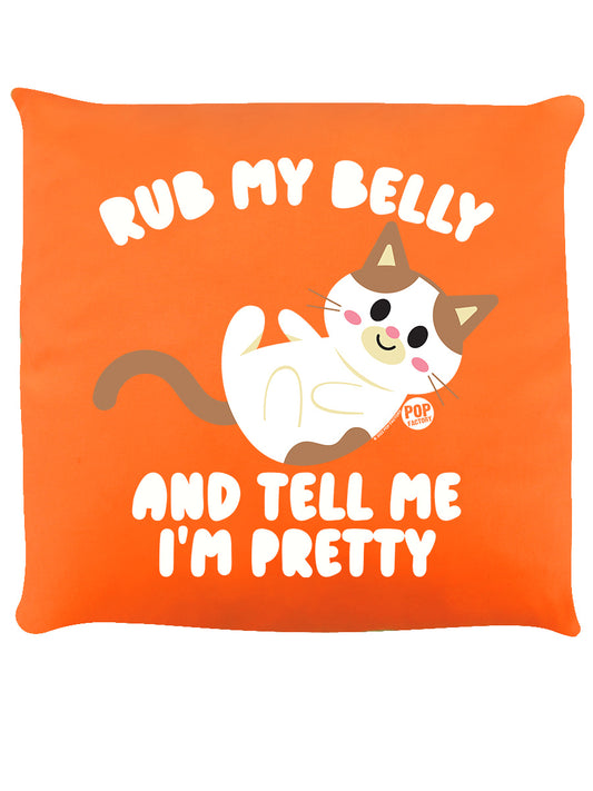 Pop Factory Rub My Belly And Tell Me I'm Pretty Orange Cushion