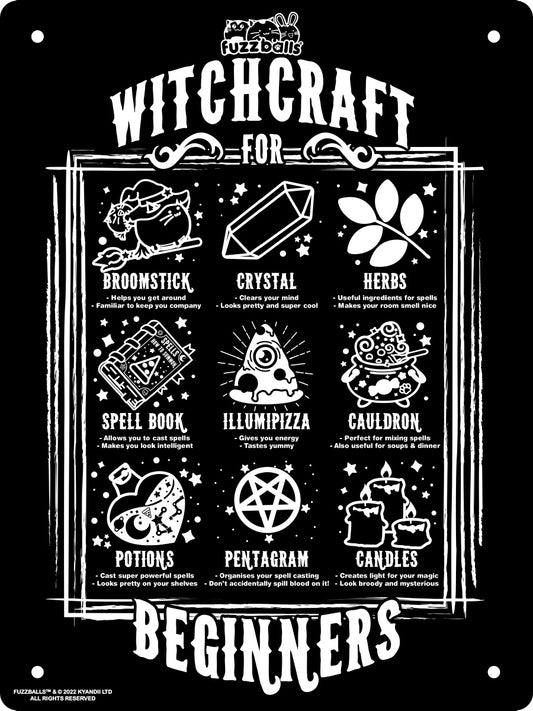 Fuzzballs Witchcraft For Beginners Mini Tin Sign