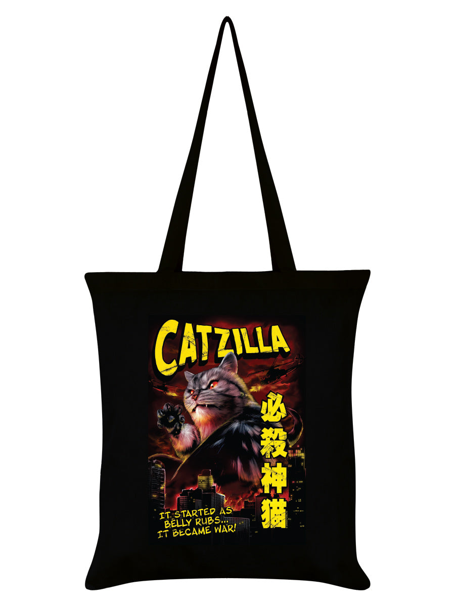 Horror Cats Catzilla Black Tote Bag