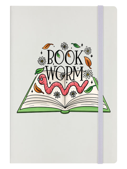 Book Worm Cream A5 Hard Cover Notebook