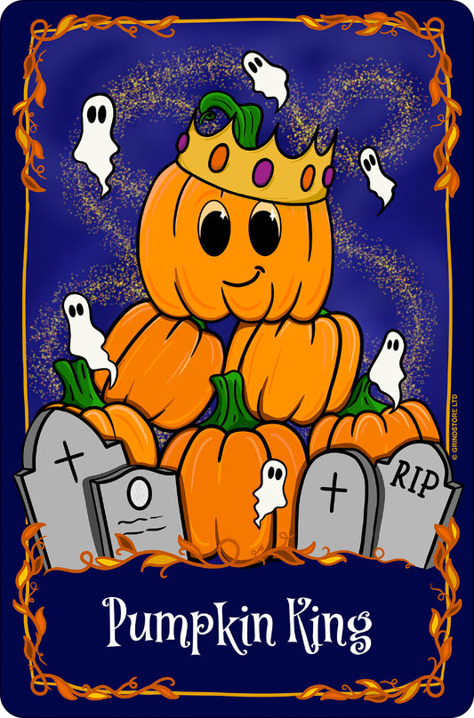Galaxy Ghouls Pumpkin King Tarot Greet Tin Card