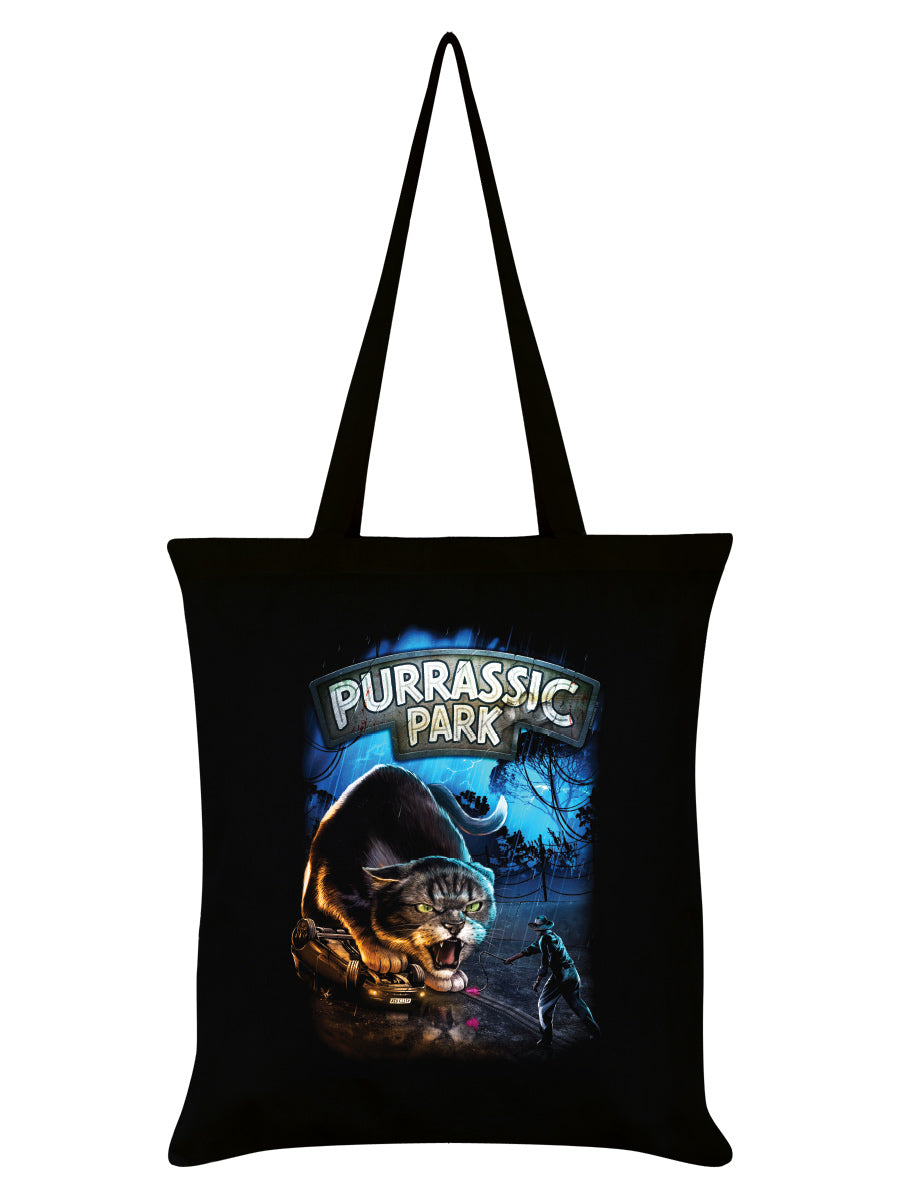 Horror Cats Purrassic Park Black Tote Bag