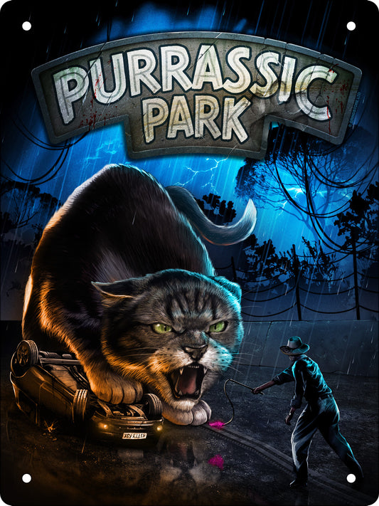 Horror Cats Purrassic Park Mini Tin Sign