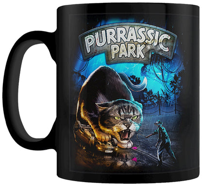 Horror Cats Purrassic Park Black Mug