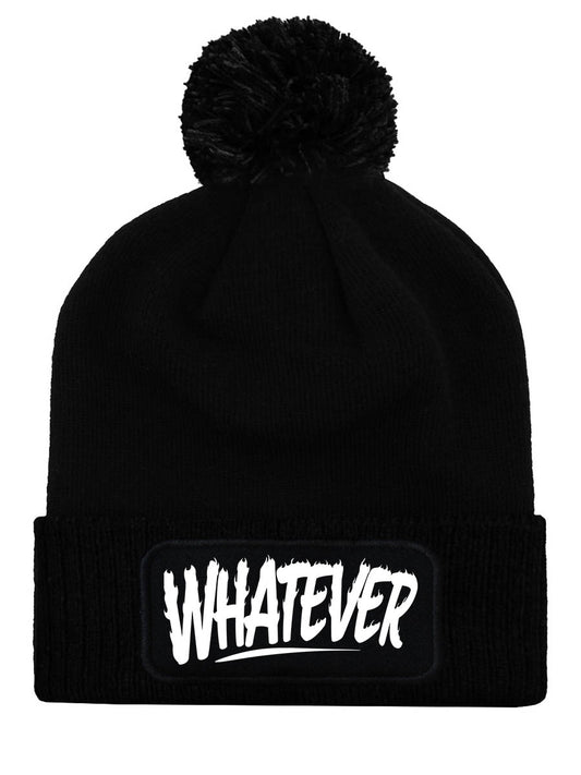 Whatever Black Bobble Beanie
