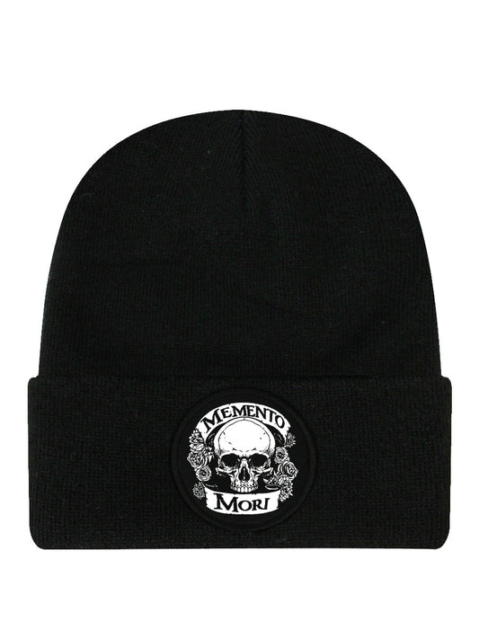 Memento Mori Skull Black Beanie