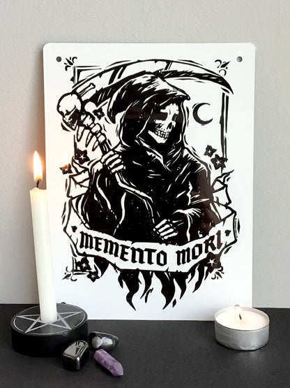 Memento Mori Reaper Mini Tin Sign