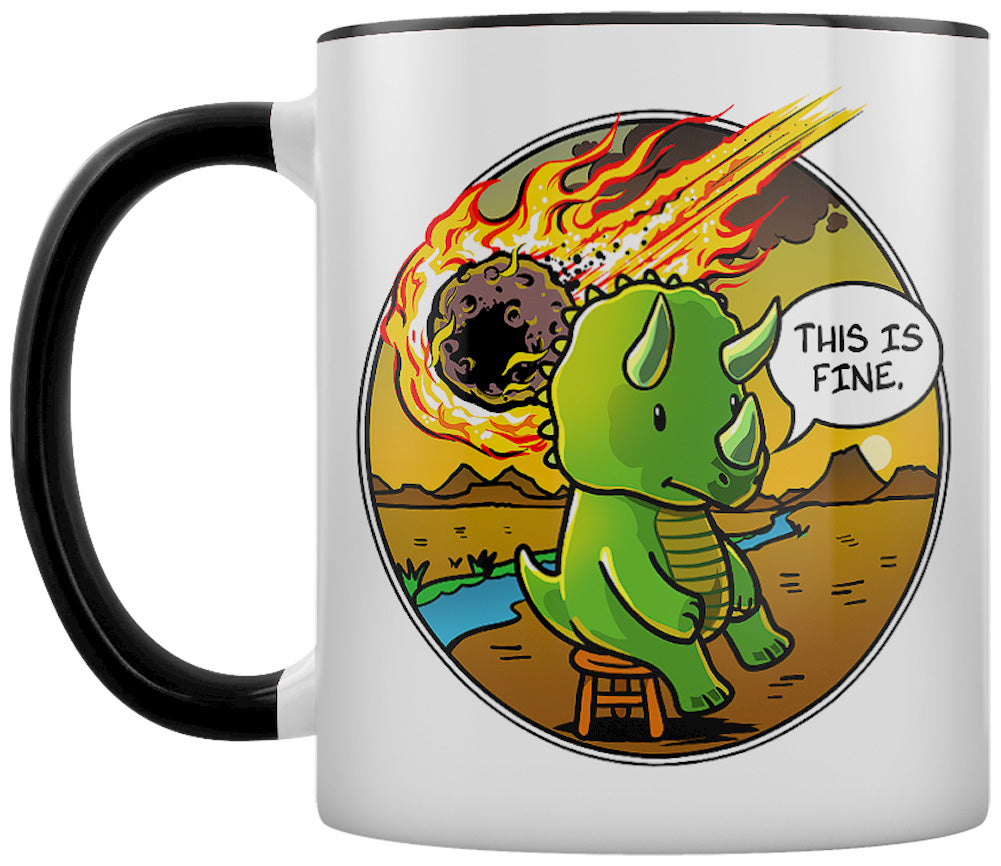 This Is Fine Dinosaur Black Inner 2-Tone Mug