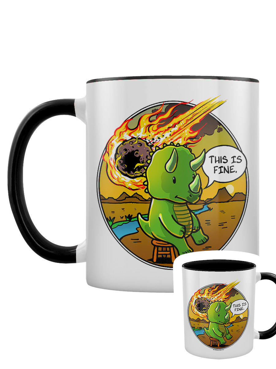 This Is Fine Dinosaur Black Inner 2-Tone Mug