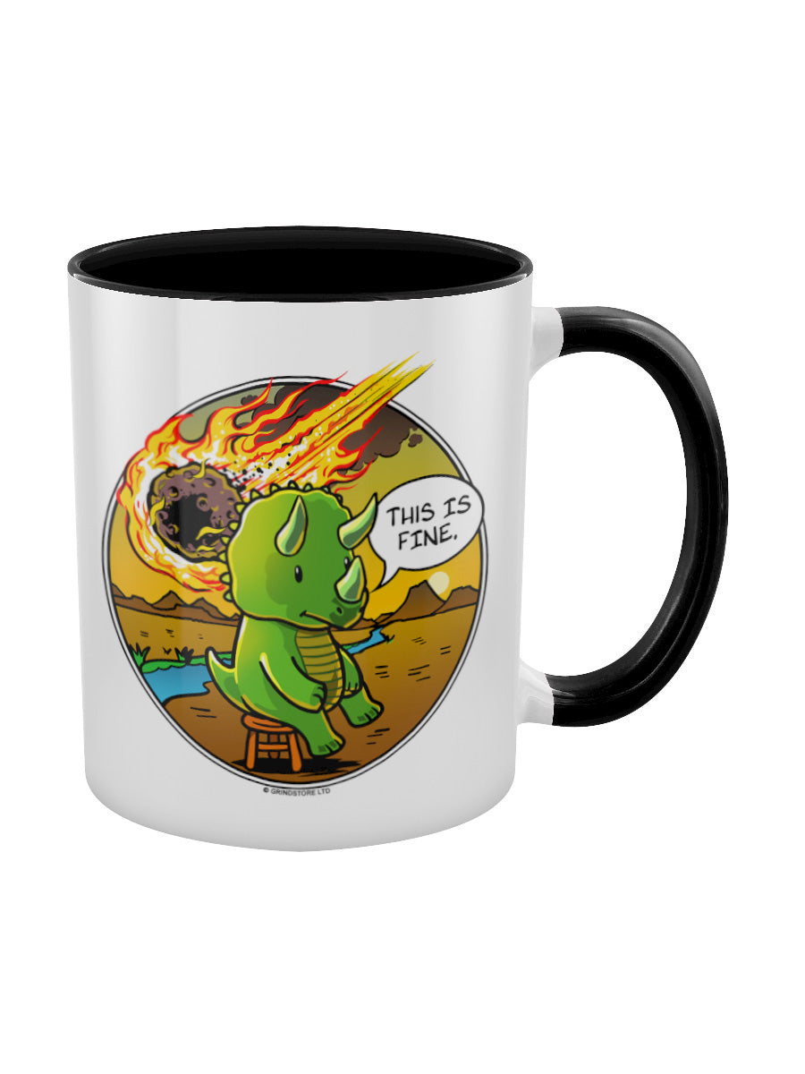 This Is Fine Dinosaur Black Inner 2-Tone Mug