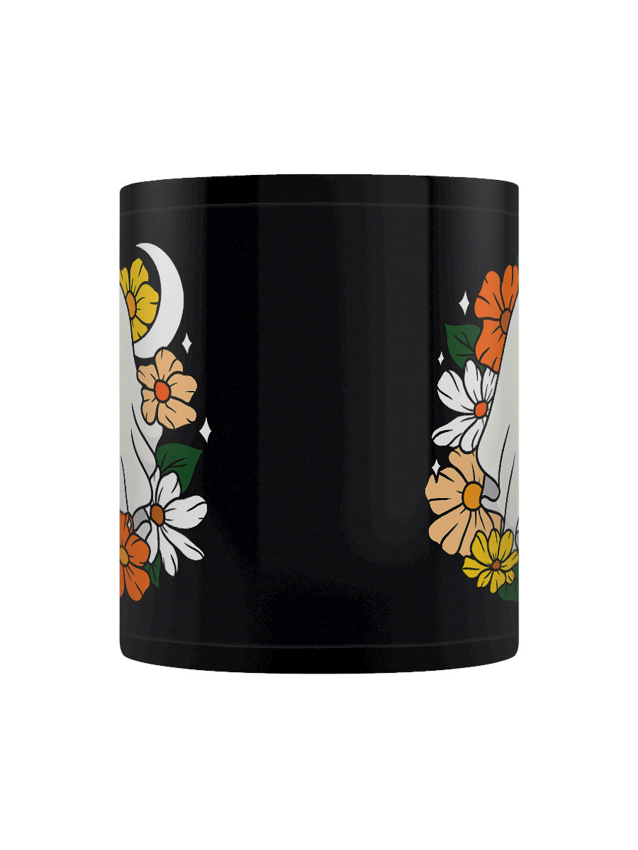 Galaxy Ghouls Floral Ghost Black Mug