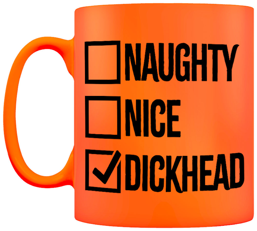 Naughty Nice Dickhead Christmas Orange Neon Mug