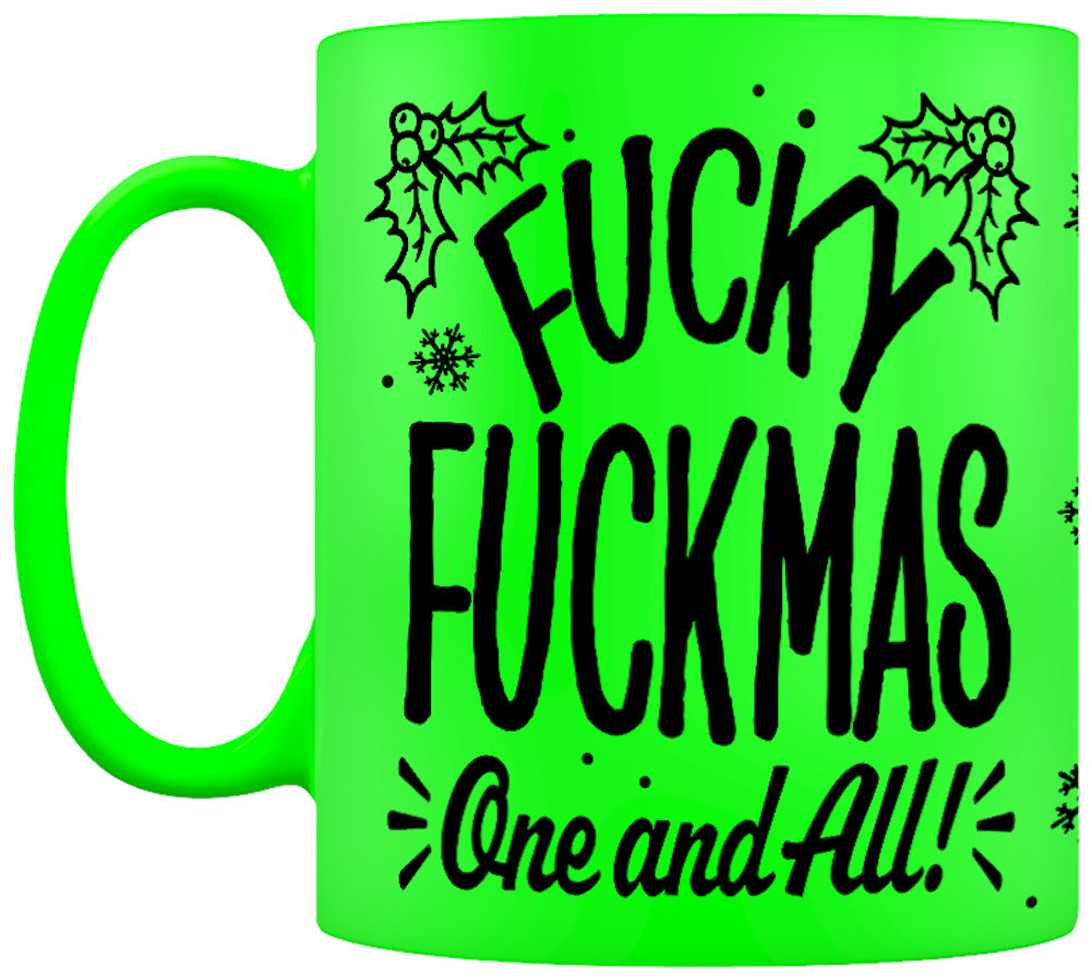 Fucky Fuckmas One and All Christmas Green Neon Mug