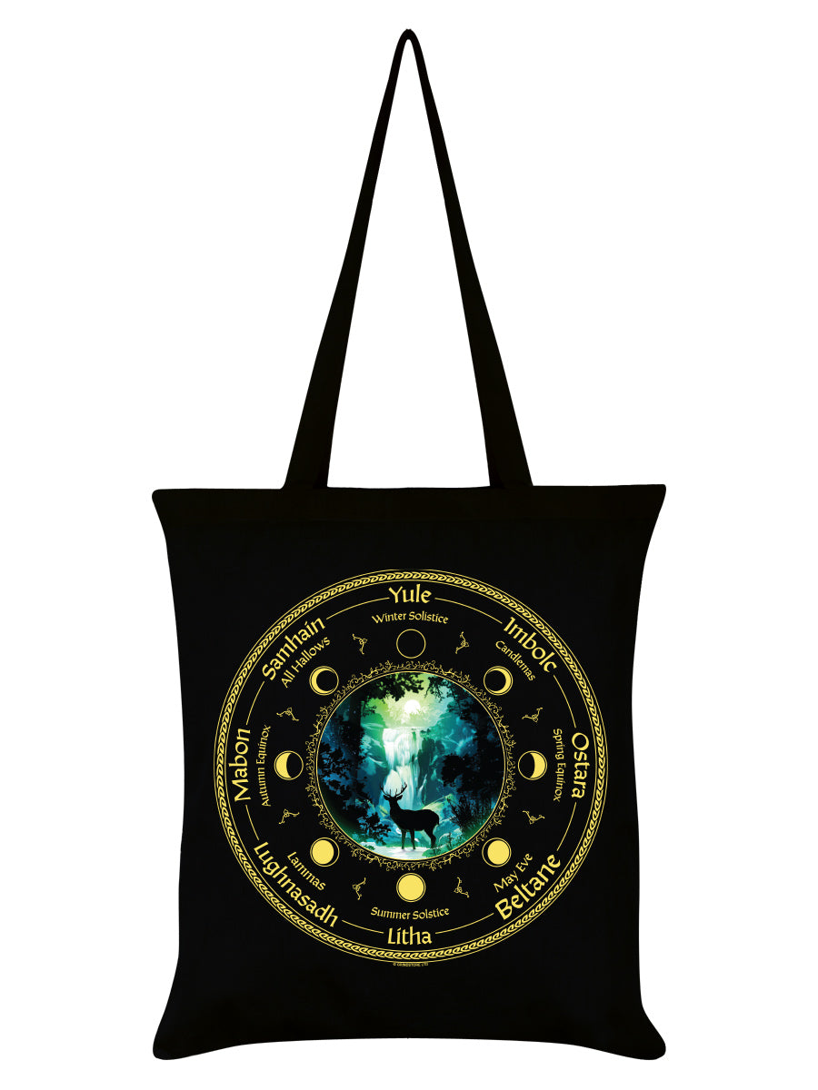 Pagan Calendar Black Tote Bag