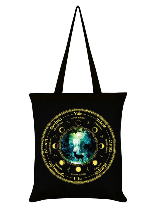 Pagan Calendar Black Tote Bag