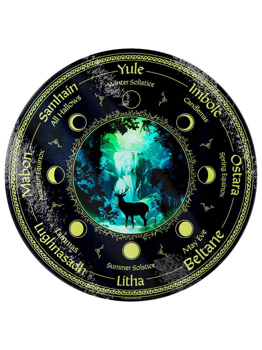 Pagan Calendar Circular Glass Chopping Board