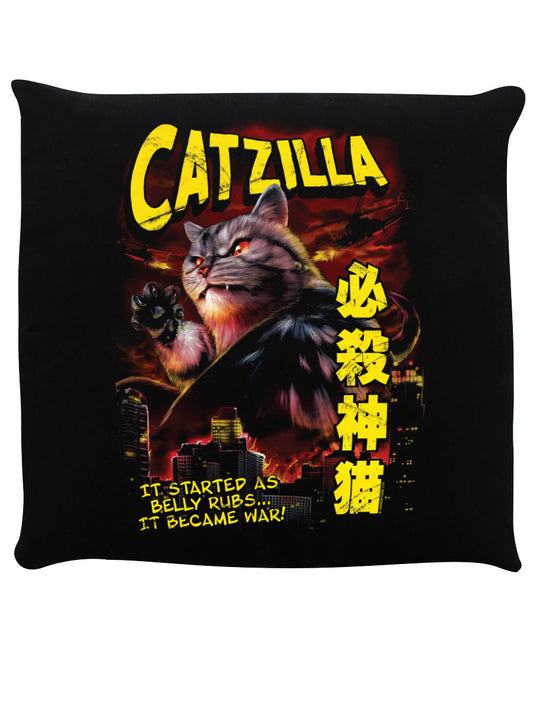 Horror Cats Catzilla Black Cushion
