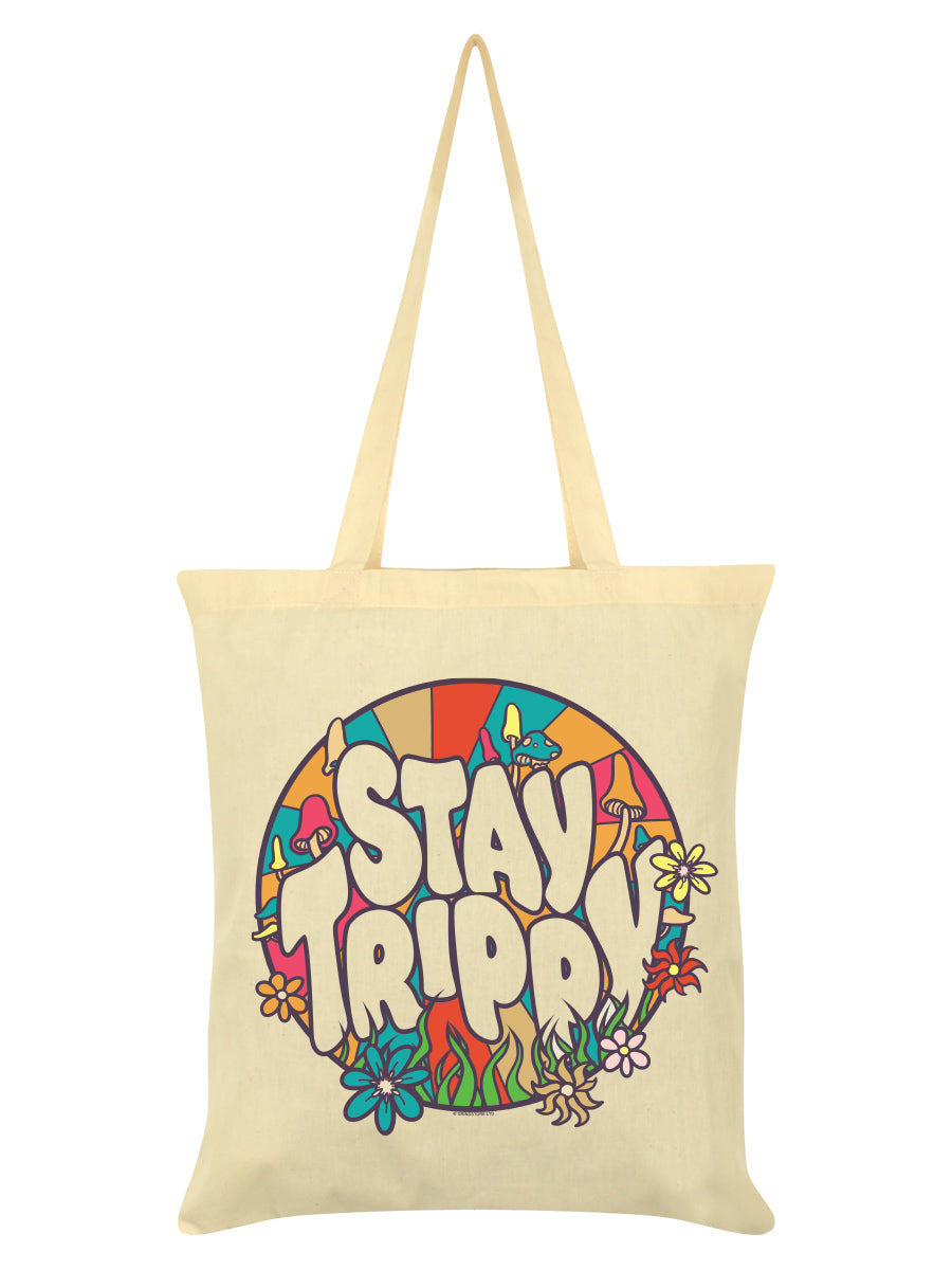 Stay Trippy Retro Cream Tote Bag