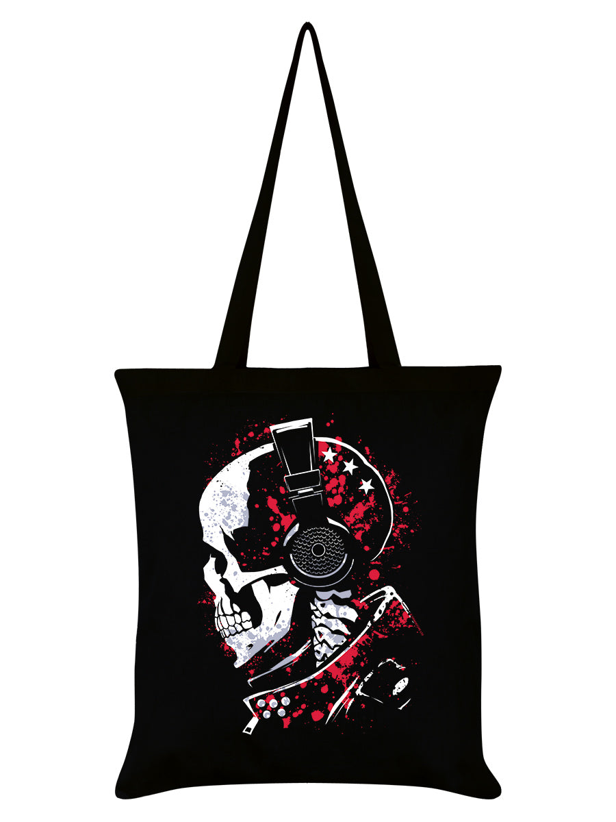 Skull Headphone Black Tote Bag