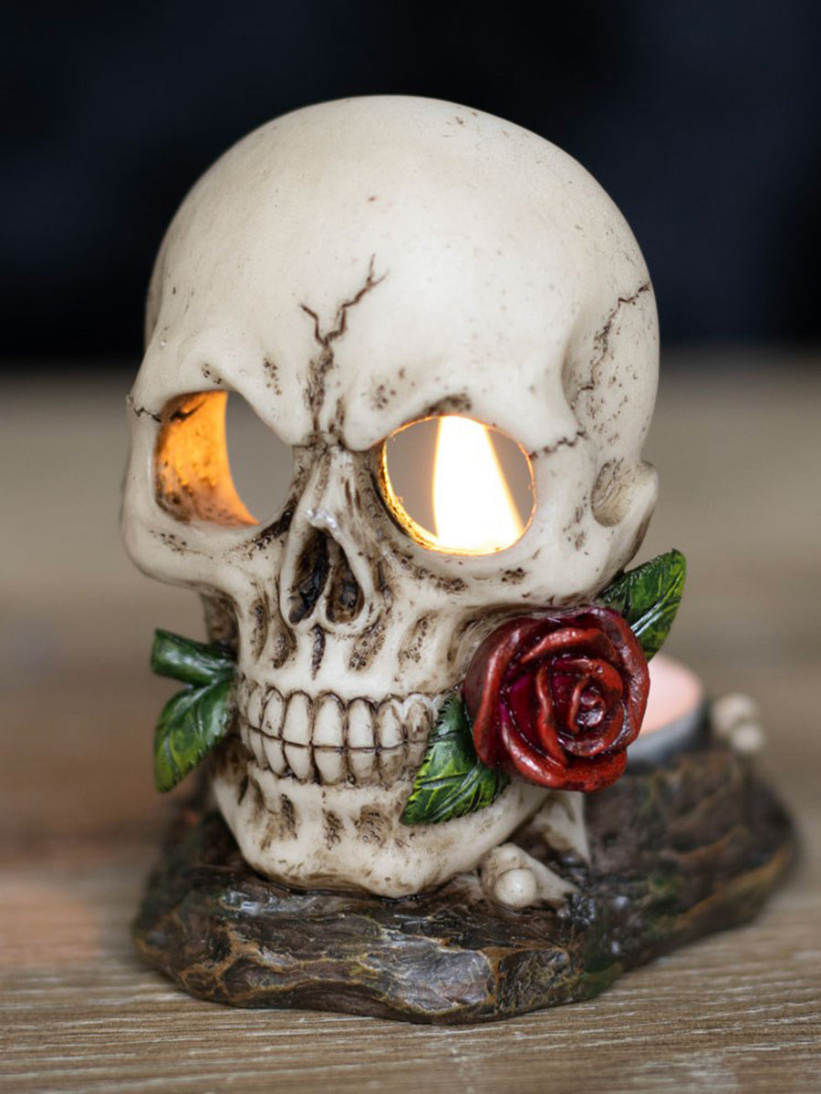 Skull Rose Tealight Holder