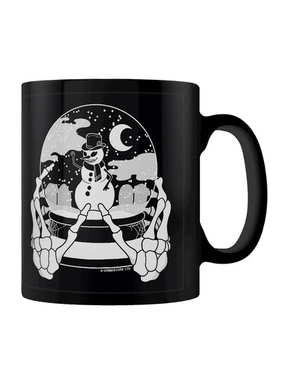 Skeleton Snowman Snow Globe Black Mug