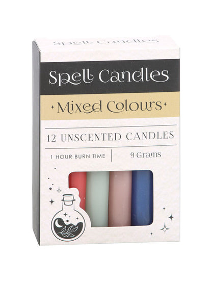 Pack Of 12 Mixed Colour Spell Candles