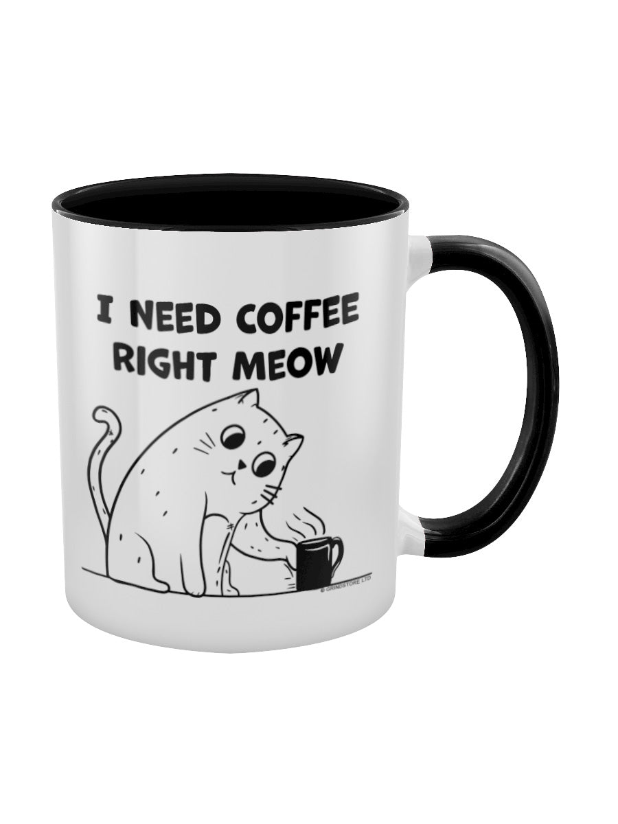 I Need Coffee Right Meow Black Inner 2-Tone Mug