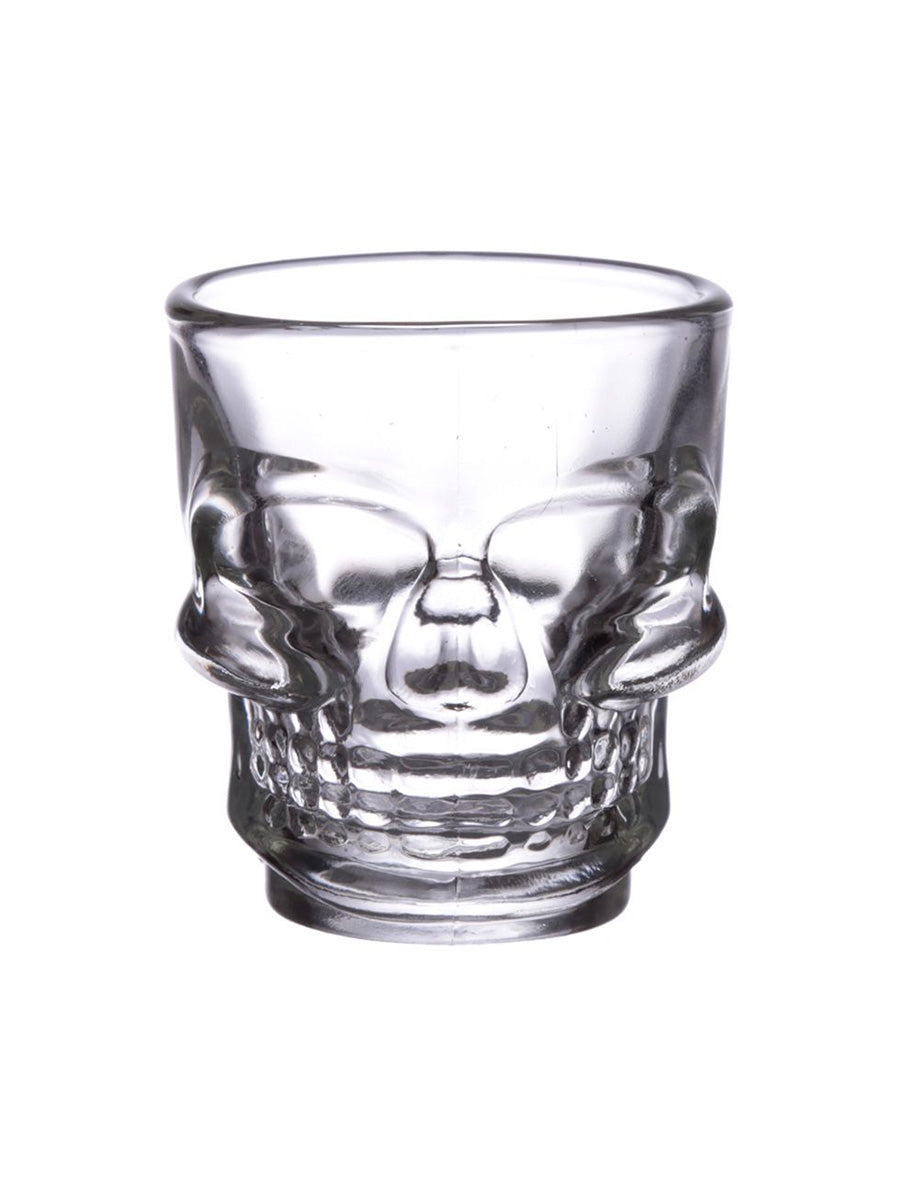 Set of 2 Skulls and Roses Glass Skull Shot Glasses