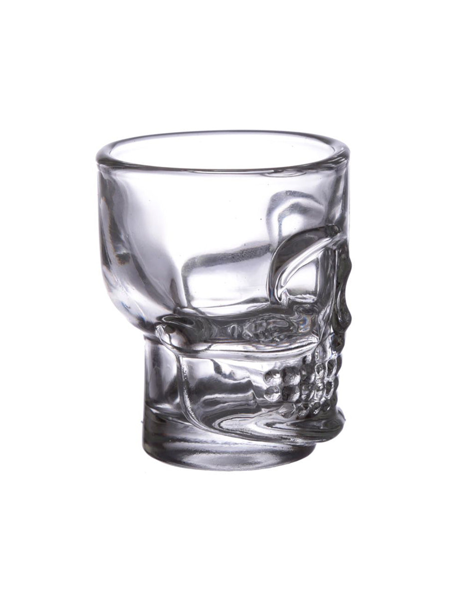 Set of 2 Skulls and Roses Glass Skull Shot Glasses