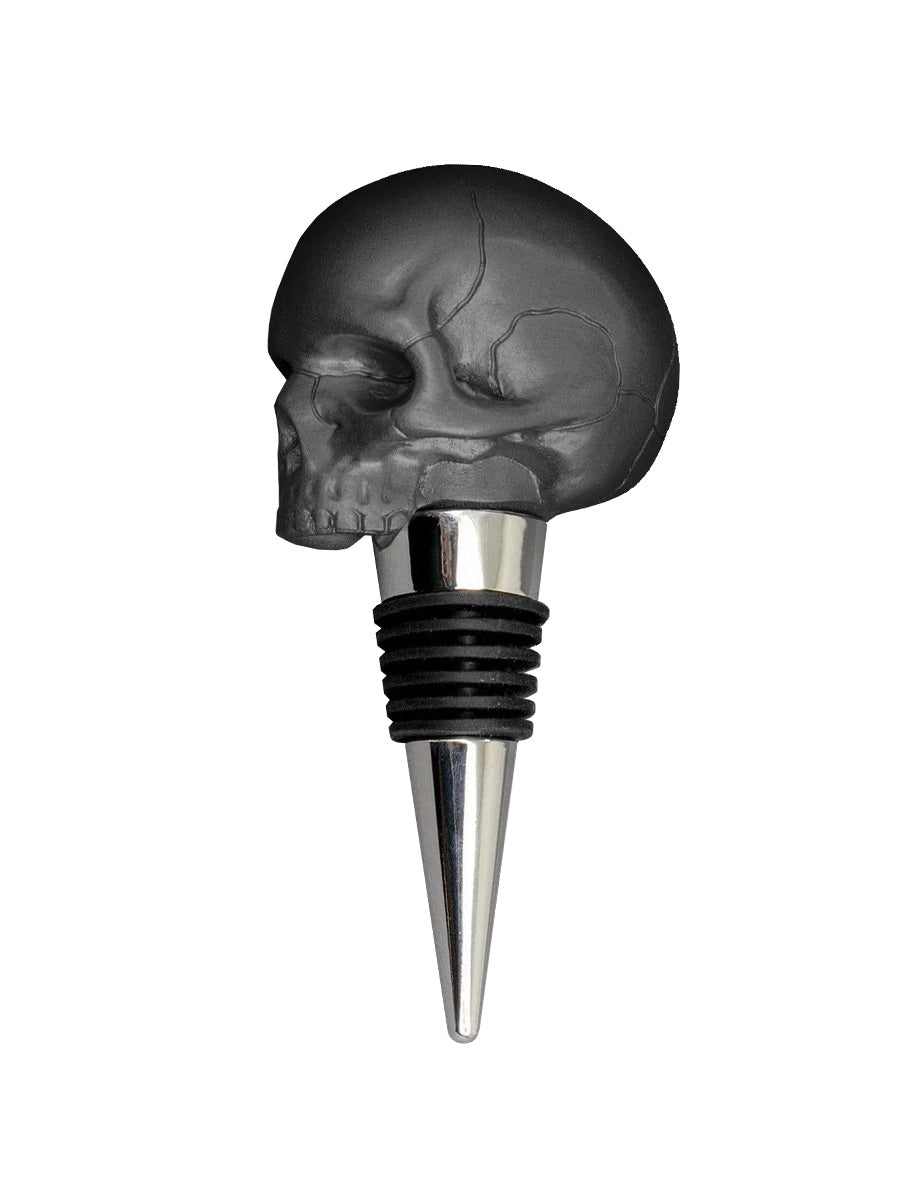 Death By Wine Black Skull Bottle Stopper