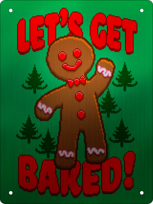 Let's Get Baked Christmas Mini Mirrored Tin Sign