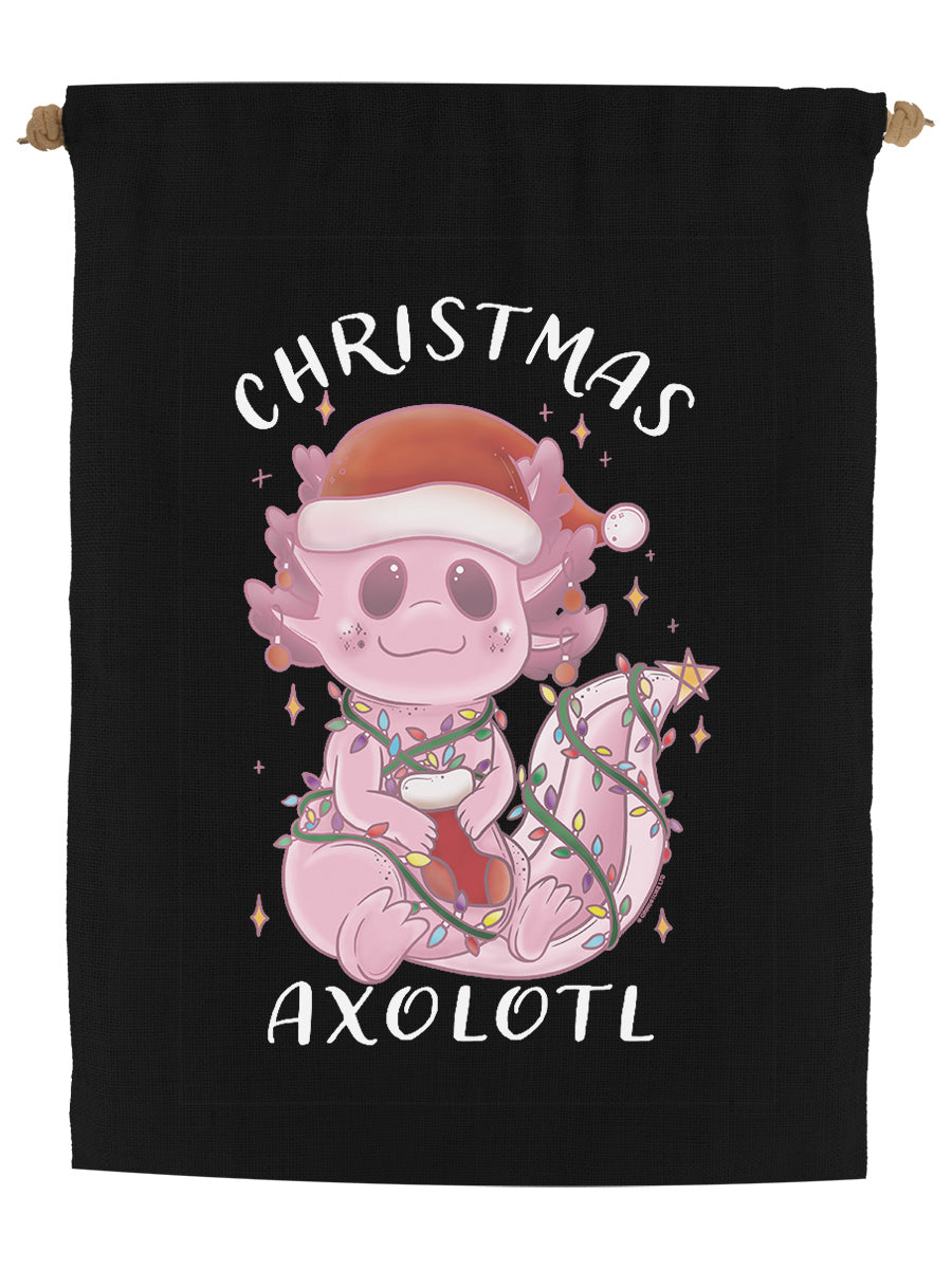 Christmas Axolotl Black Hessian Santa Sack