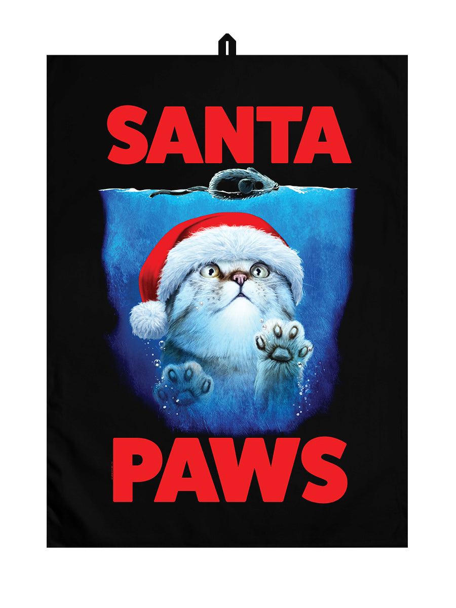 Santa Paws Christmas Black Tea Towel