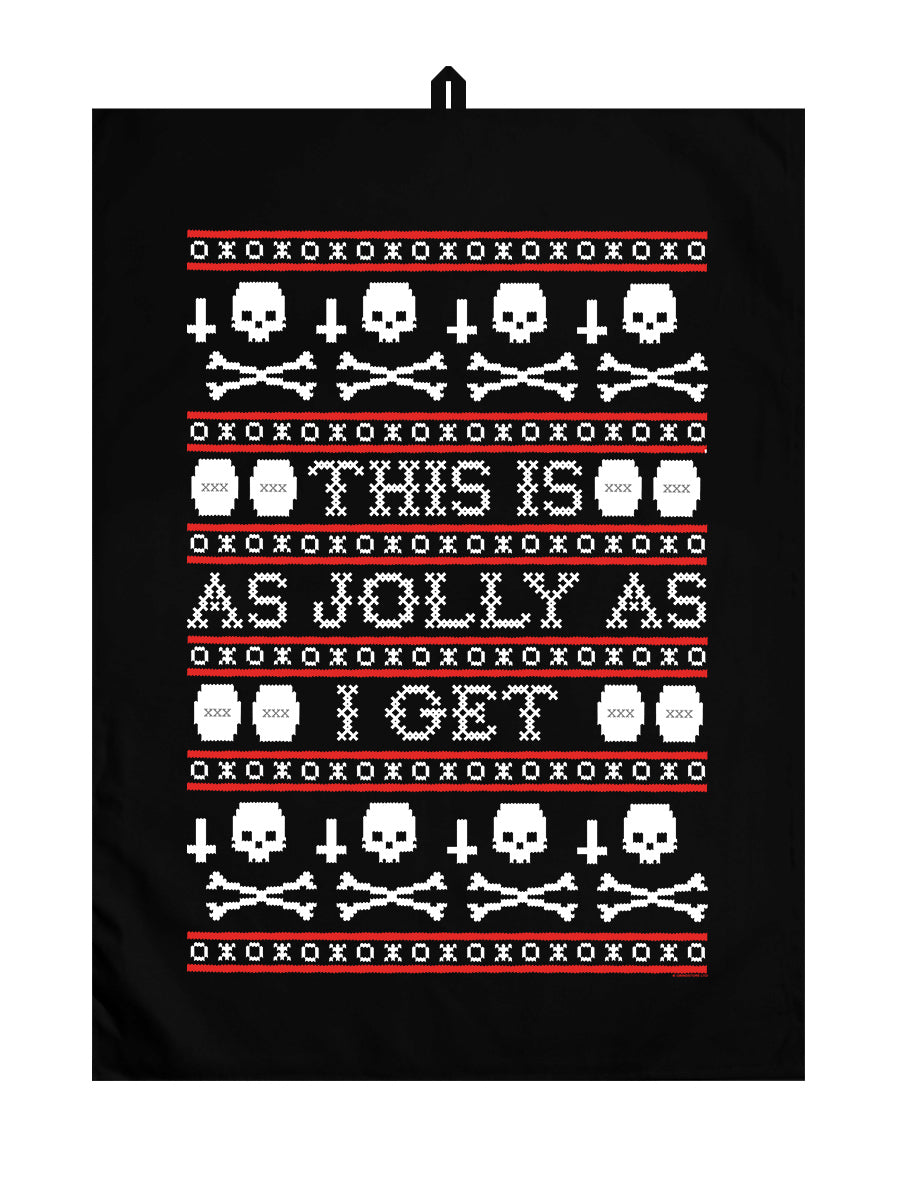 This Is As Jolly As I Get Black Tea Towel