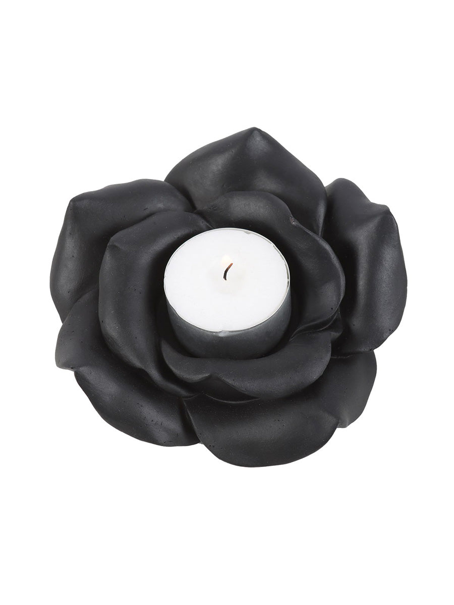 Black Rose Resin Tealight Candle Holder