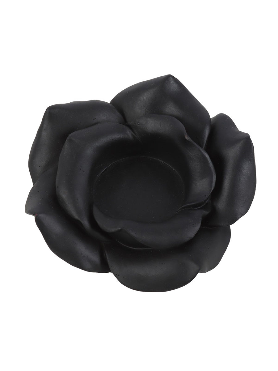 Black Rose Resin Tealight Candle Holder