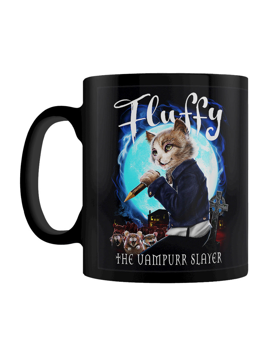 Horror Cats Fluffy The Vampurr Slayer Black Mug