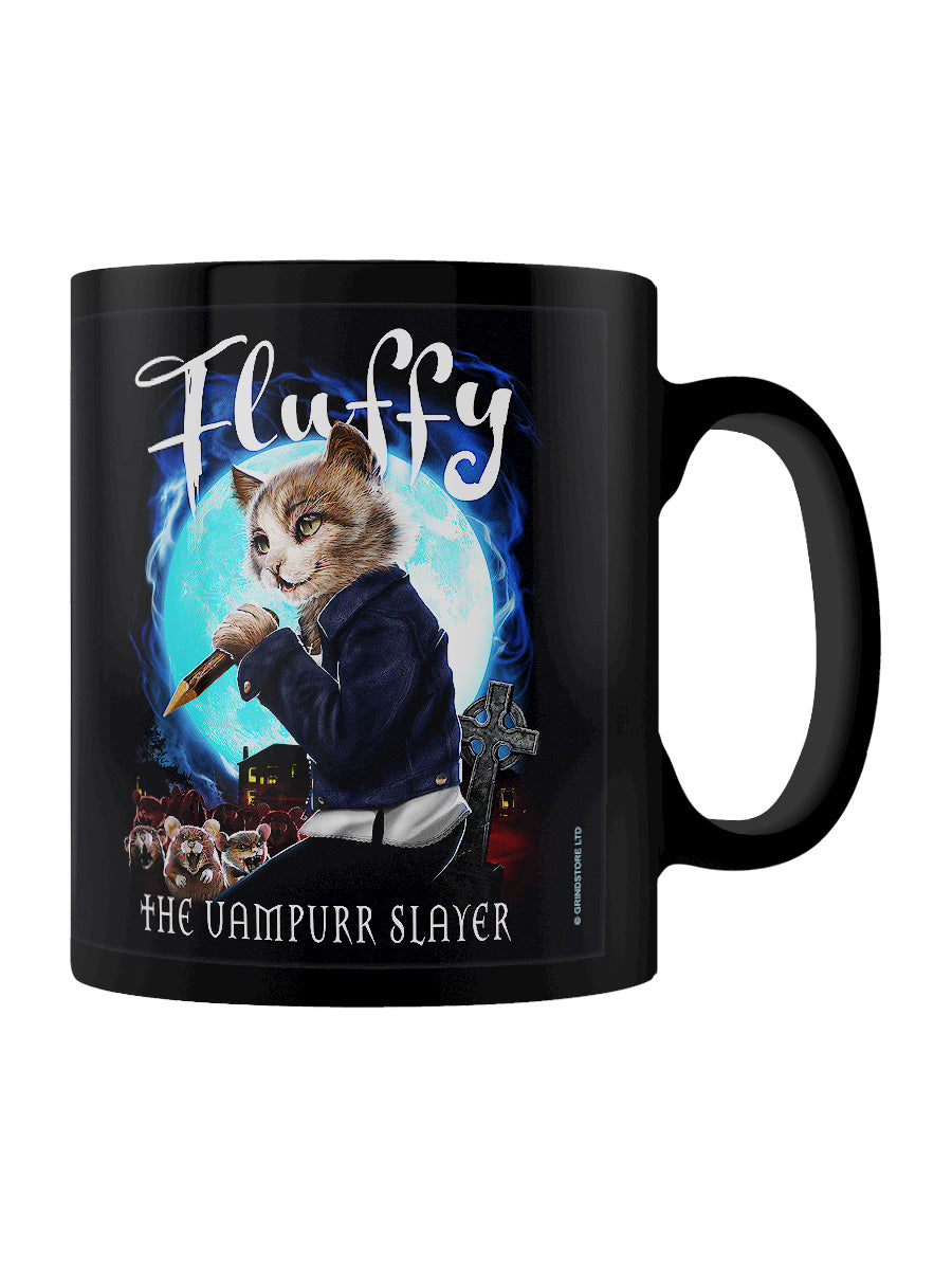 Horror Cats Fluffy The Vampurr Slayer Black Mug