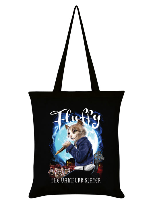 Horror Cats Fluffy The Vampurr Slayer Black Tote Bag