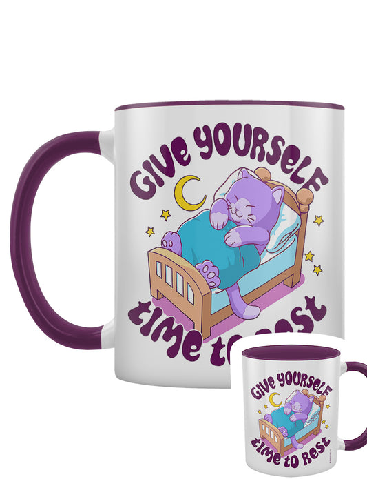 Give Yourself Time To Rest Purple Inner 2-Tone Mug