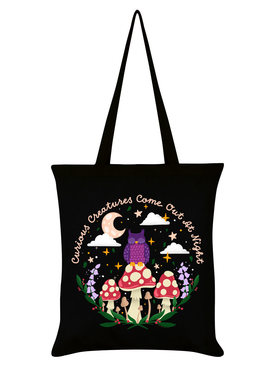 Forest Friends Curious Creatures Black Tote Bag