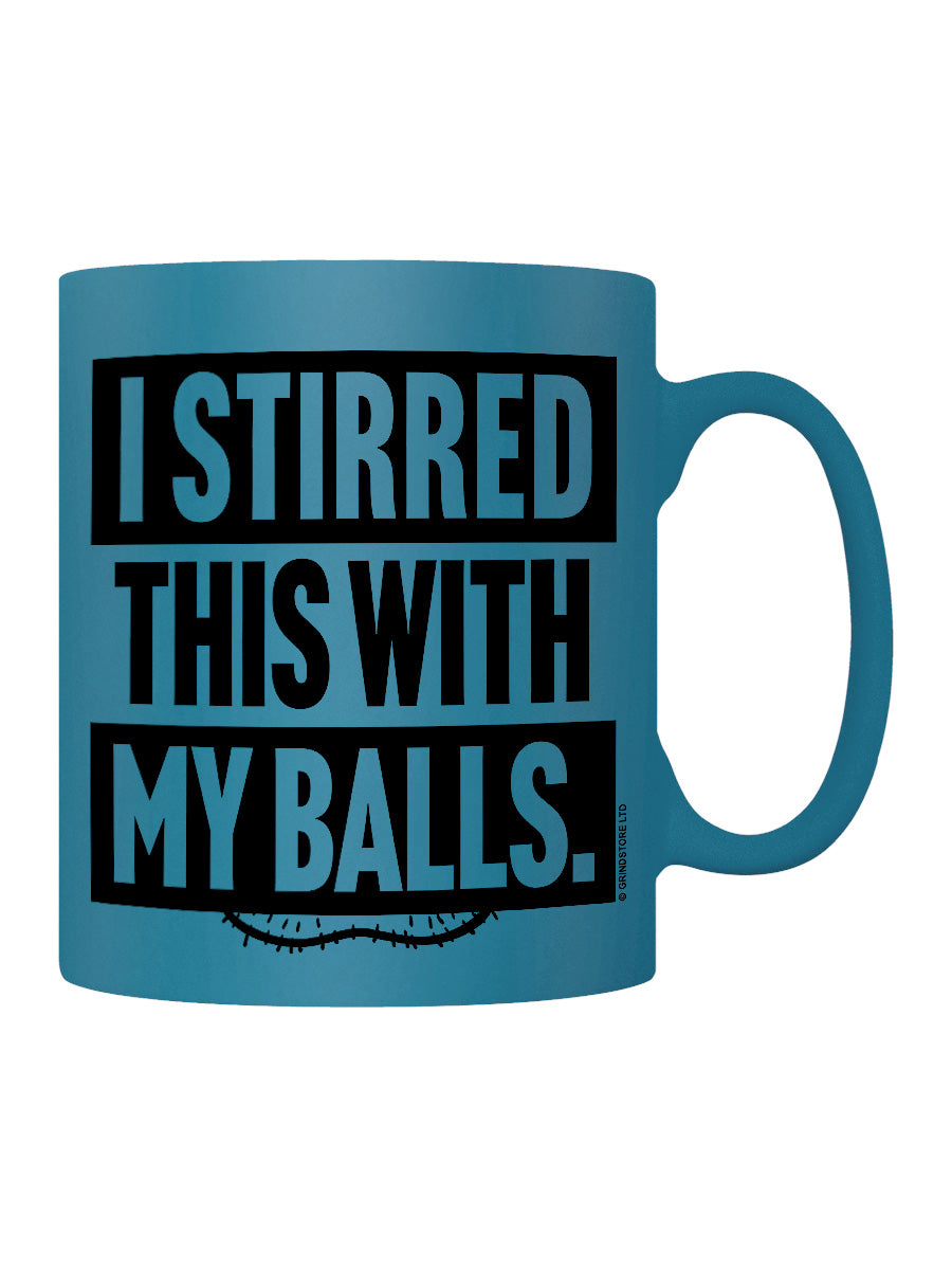 I Stirred This With My Balls Blue Neon Mug