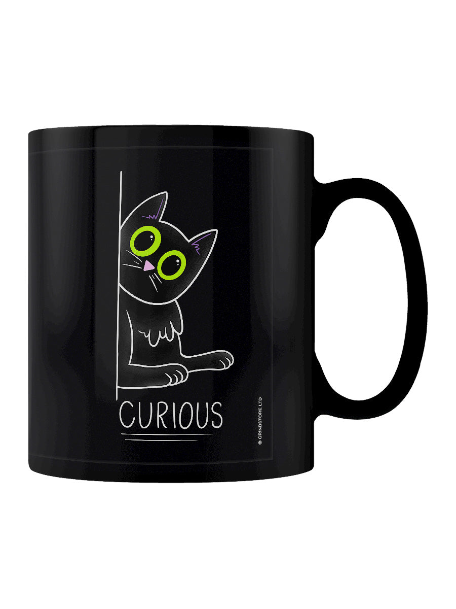 Curious Kitten Black Mug