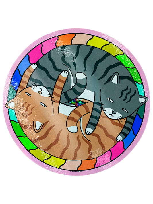 Rainbow Kitten Yin Yang Circular Chopping Board