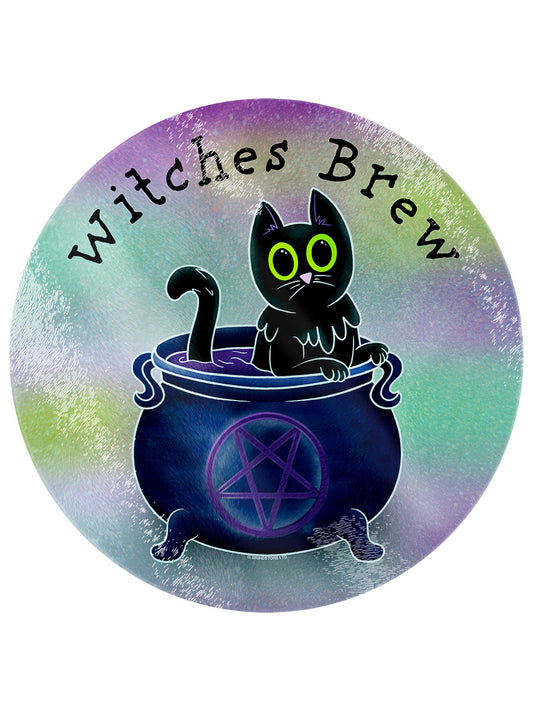 Witches Brew Shadow Kitten Circular Chopping Board